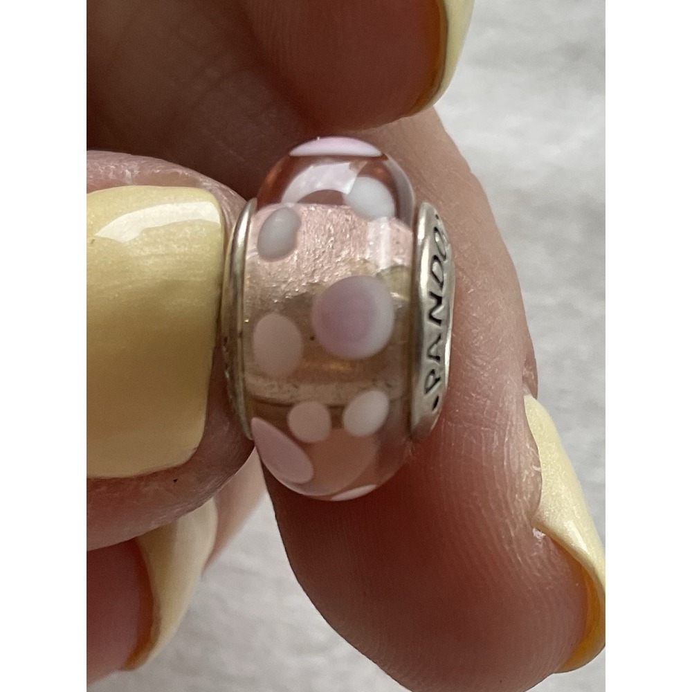 retired Pandora Pink Bubbles Murano Glass Charm ALE 925 Sterling Silver